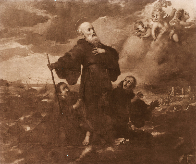 Delfino (Charles Dauphin), S. Francesco da Paola passa lo stretto di Messina sul suo mantello, Torino, San Francesco, AFFTM 230 5731